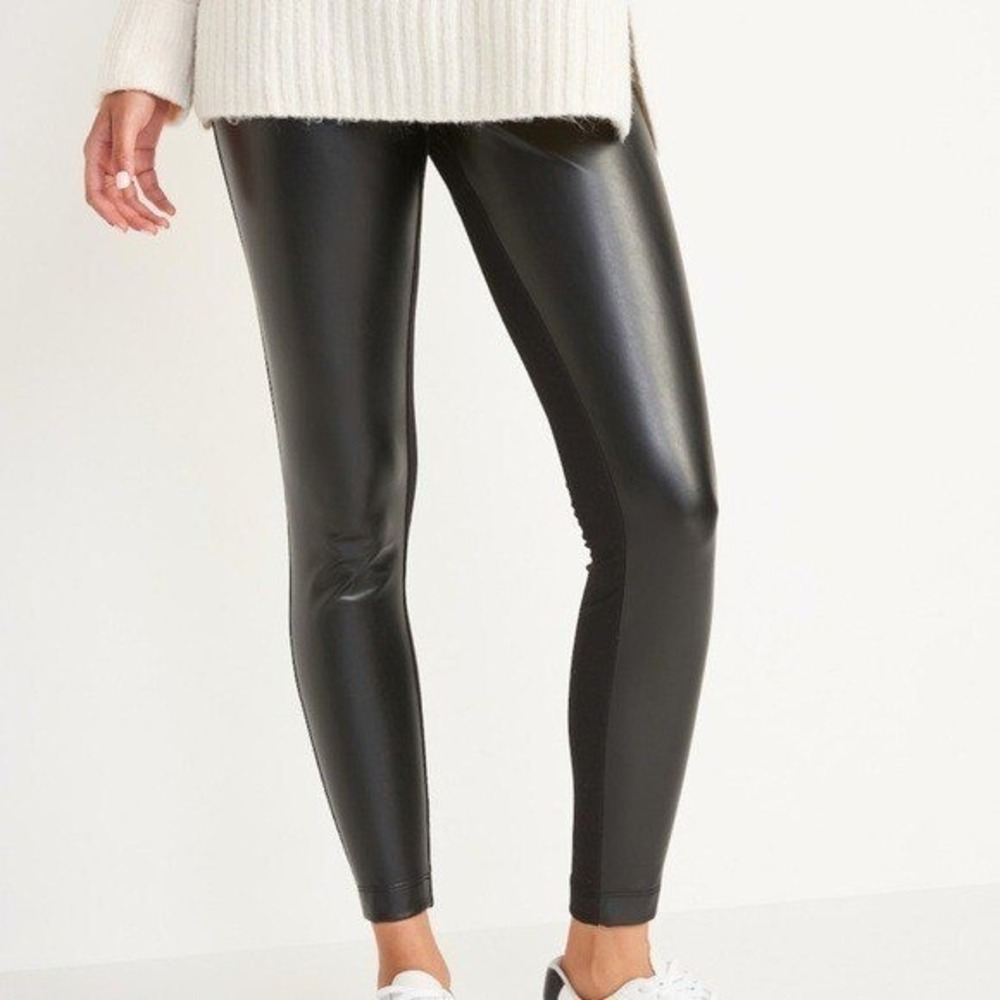 Old Navy Women High-Waisted Faux-Leather Front-Panel Leggings Size XS